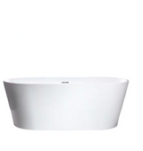 WOODBRIDGE 59 in. L x 29.5 in. W Acrylic Flat Bottom Soaking Bathtub in White with Polished Chrome Drain and Tub Filler