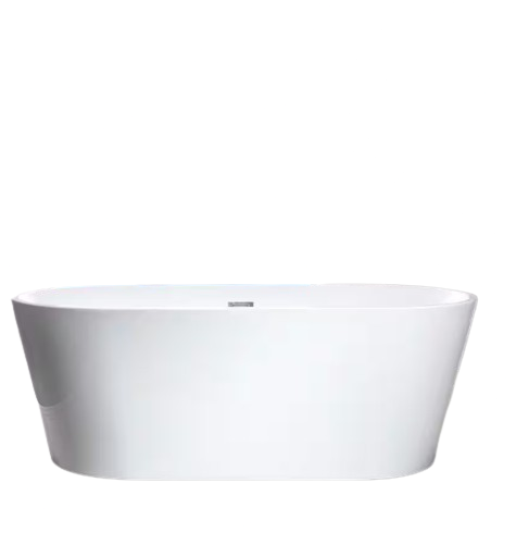 WOODBRIDGE 59 in. L x 29.5 in. W Acrylic Flat Bottom Soaking Bathtub in White with Polished Chrome Drain and Tub Filler