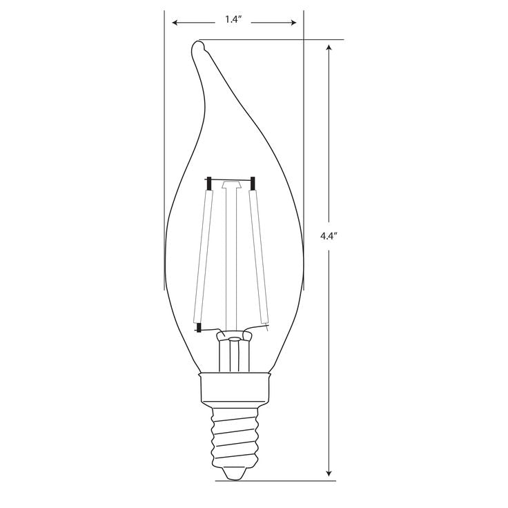 Feit Electric 40-Watt CA10 Dimmable LED Candelabra Amber Glass Vintage Edison Light Bulb with Striaght Filament Warm White (12-Pack)