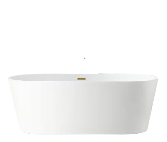 Vanity Art Bordeaux 67 in. Acrylic Flatbottom Freestanding Bathtub in White/Titanium Gold