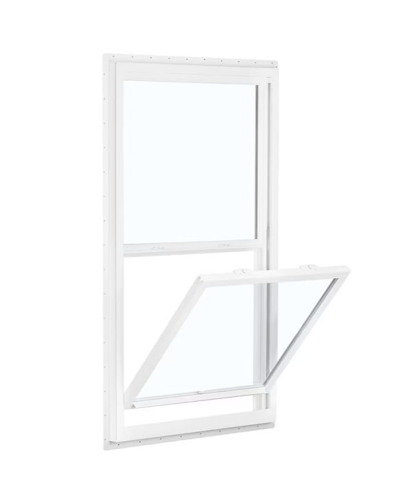 RELIABILT 150 Series New Construction 27-1/2-in x 53-1/2-in x 3-1/4-in Jamb White Vinyl Dual-pane Single Hung Window Half Screen Included