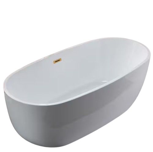 Belleville 67 in. Acrylic FlatBottom Double Ended Bathtub with Brushed Gold Overflow and Drain Included in White