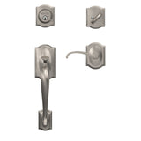 Schlage Custom Camelot Matte Black Single Cylinder Door Handleset with Whitney Lever and Alden Trim
