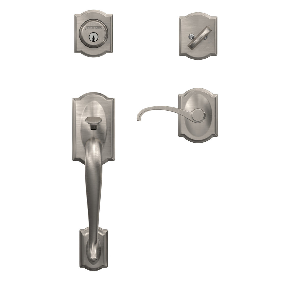 Schlage Custom Camelot Aged Bronze Single Cylinder Door Handleset with Whitney Lever