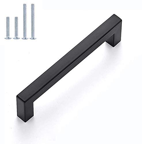 15 Pack goldenwarm Kitchen Cabinet Handles Black Pulls for Cabinets - HDJ12BK Contemporary Cabinet Handle Pull Cabinet Door Handle Square Bar Pull Stainless Steel, 3in Hole Centers - Free Delivery