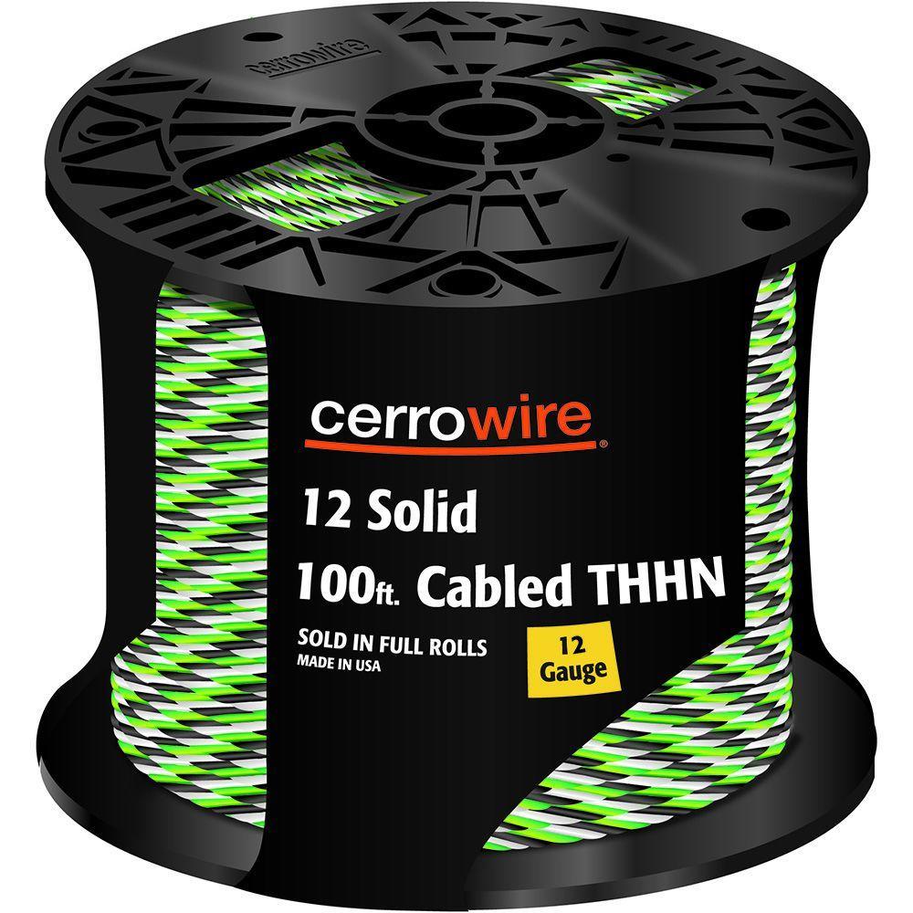 250 ft. 12-3 Black, White and Green Cabled Solid THHN Cable - Super Arbor