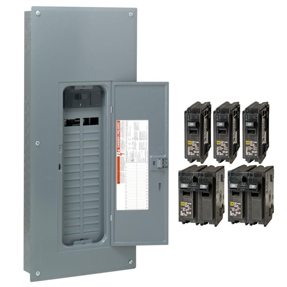 Homeline 200 Amp 30-Space 60-Circuit Indoor Main Breaker Qwik-Grip Plug-On Neutral Panel, Wiser Energy Monitor, Surge - Super Arbor