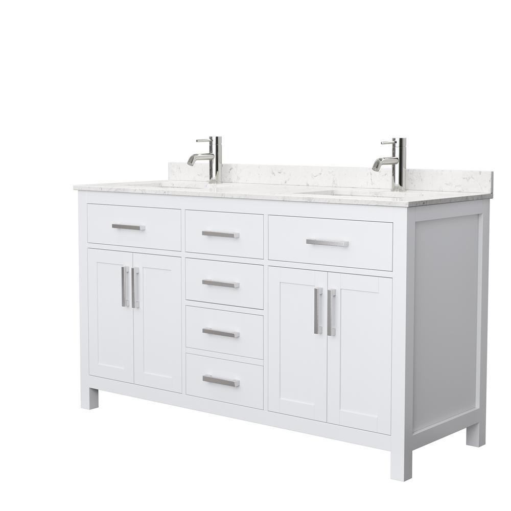 Beckett 72 in. W x 22 in. D Double Bath Vanity in Dark Gray with Cultured Marble Vanity Top in Carrara with White Basins - Super Arbor