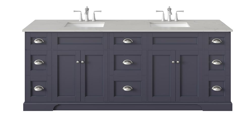 Eviva Epic 84 in. W x 22 in. D x 34 in. H Double Bathroom Vanity, Charcoal Gray, White Quartz Top, White Undermount Sinks