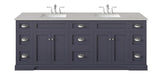 Eviva Epic 84 in. W x 22 in. D x 34 in. H Double Bathroom Vanity, Charcoal Gray, White Quartz Top, White Undermount Sinks