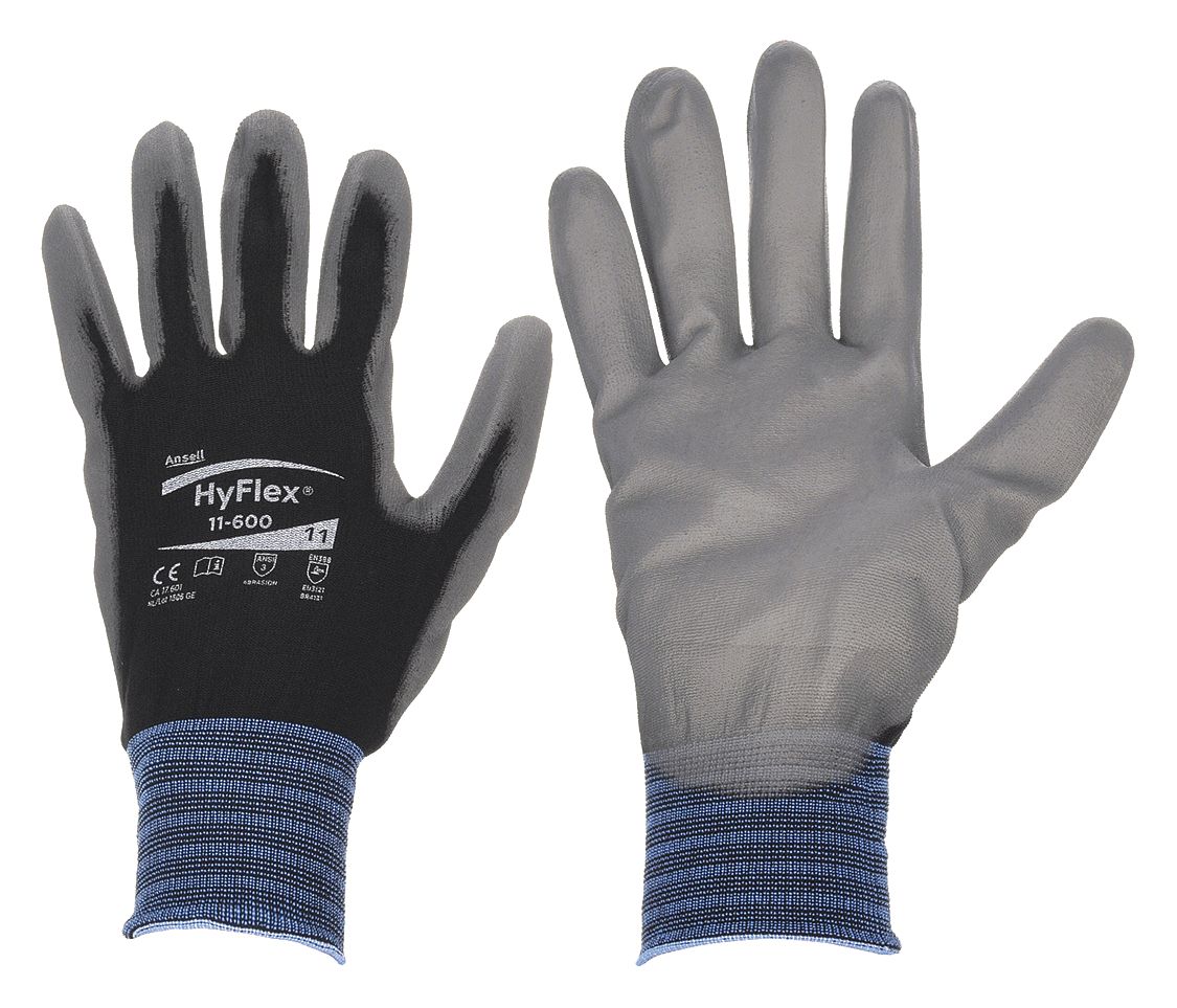 HYFLEX Lightweight Polyurethane Coated Gloves, ANSI Abrasion Level 3, Size S, 11-600 Series