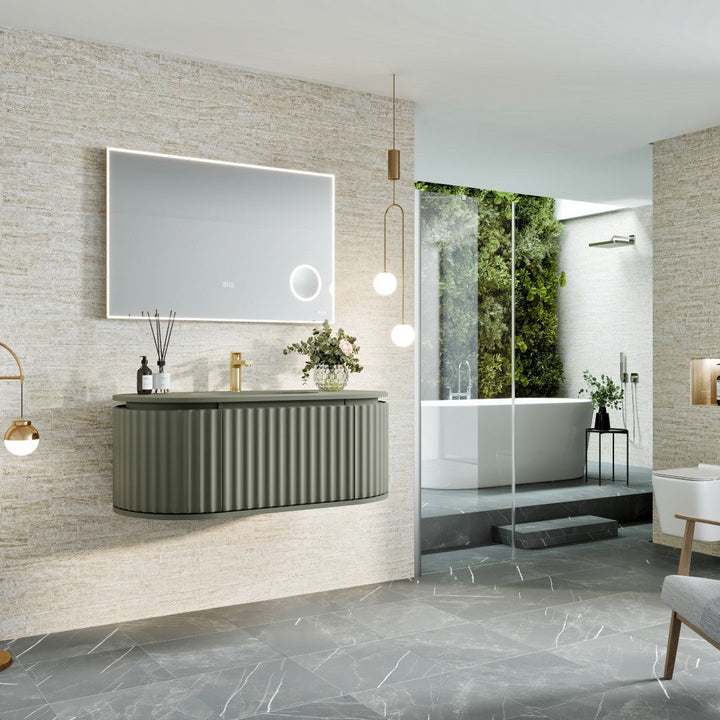 Eviva Haven 39"W x 22"D Green Wall Mount Bathroom Vanity with Green Solid Surface Countertop and Integrated Sink