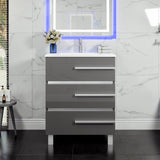 Eviva Deluxe 32 in. W x 18 in. D x 34 in. H Single Freestanding Bath Vanity in Gray with White Porcelain Integrated Sink Top