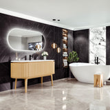 Eviva Haven 55"W x 22"D Natural Oak Bathroom Vanity with White Solid Surface Countertop and Integrated Sink