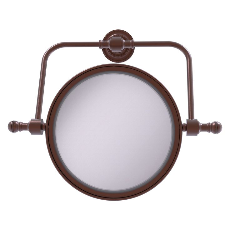 Allied Brass Retro Dot 7-in x 8-in Antique Copper Double-Sided Magnifying Wall-Mounted Vanity Mirror