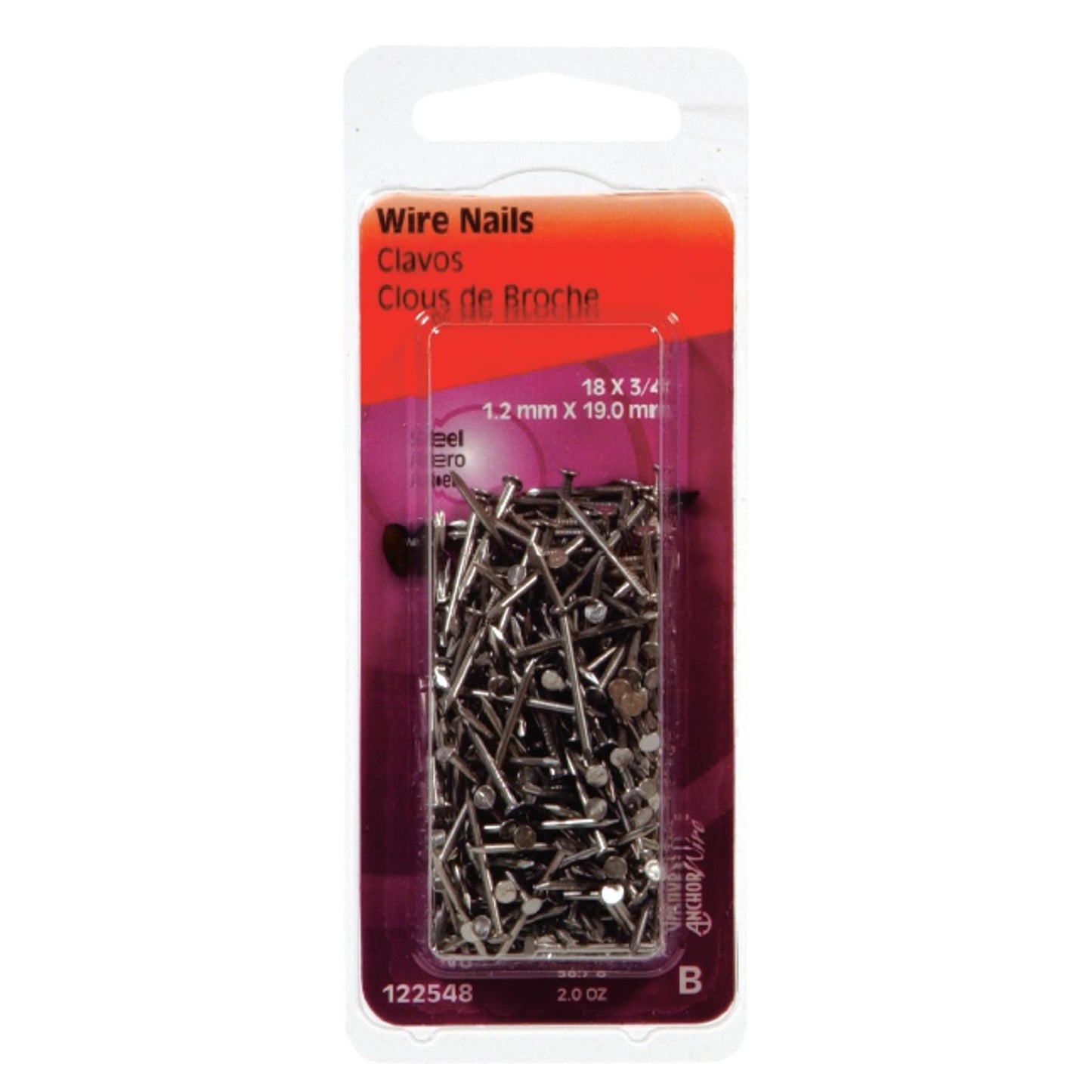 Hillman 18 Ga. x 3/4 in. Bright Steel Wire Nails, 1 Pack (2 oz)