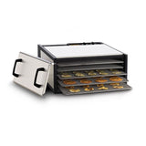 5-Tray Silver Electric Food Dehydrator Features 26-Hour Timer Temperature Settings and Automatic Shut Off