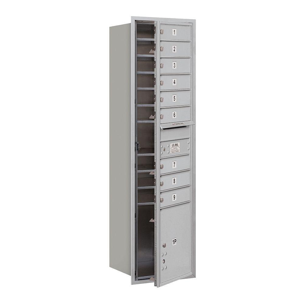 56-3/4 in. Max Height Unit Bronze Private Front Loading 4C Horizontal Mailbox with 9 MB1 Doors/1 PL - Super Arbor