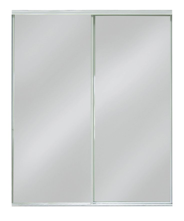 ReliaBilt 9500 Series Walden 48-in x 80-in White Mirror/Panel Mirrored Glass Prefinished Steel Sliding Door (Hardware Included)