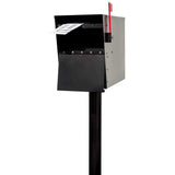 LetterSentry Black Post Mount Locking Mail and Small Parcel Box - Super Arbor