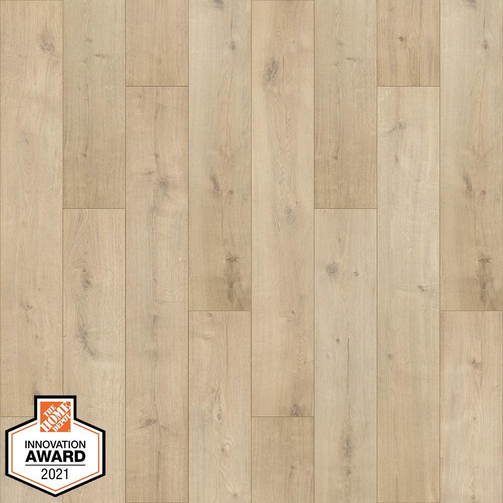 Defense+ 7.48 in. W Sun Veiled Oak Antimicrobial Waterproof Laminate Wood Flooring (549.64 sq. ft./pallet) - Super Arbor