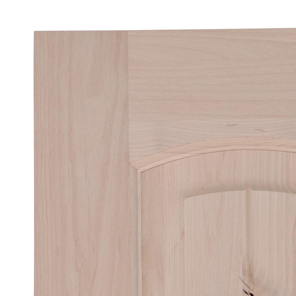 30 in. x 80 in. Knotty Alder 2 Panel Top Rail Arch with V-Groove Solid Wood Core Interior Door Slab - Super Arbor
