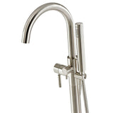 Athena Single-Handle Floor-Mounted Roman Tub Faucet with Hand Shower in Brushed Nickel