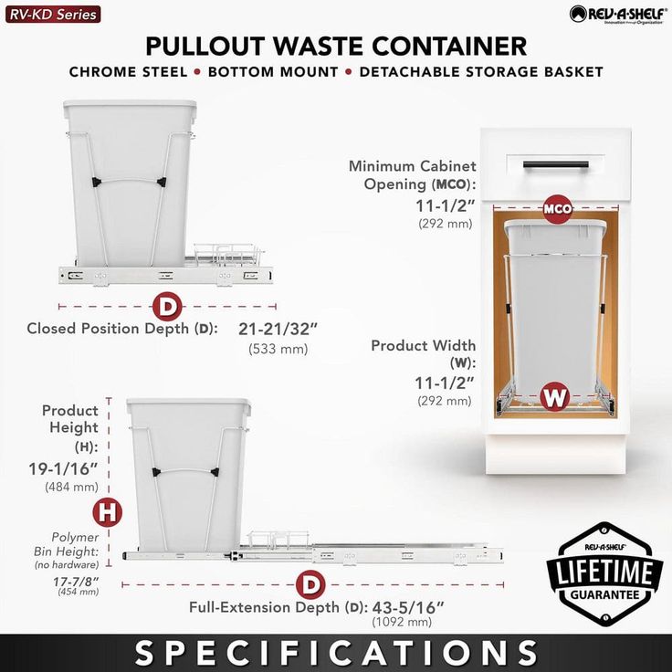 Rev-A-Shelf 35-Quart Plastic Pull Out Trash Can