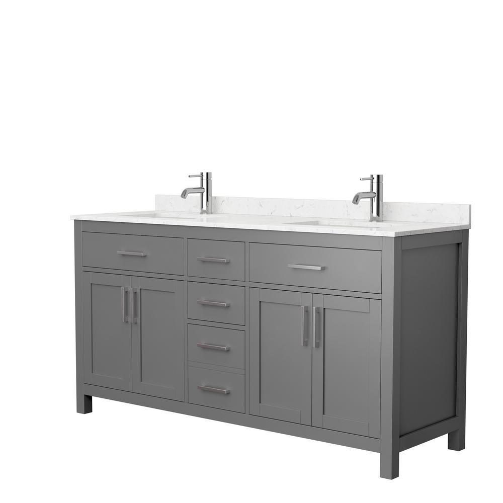 Beckett 72 in. W x 22 in. D Double Bath Vanity in Dark Gray with Cultured Marble Vanity Top in Carrara with White Basins - Super Arbor