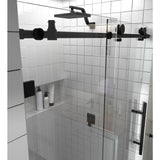 48 in. - 52 in. x 78 in. Frameless Sliding Shower Door in Matte Black with Handle - Super Arbor