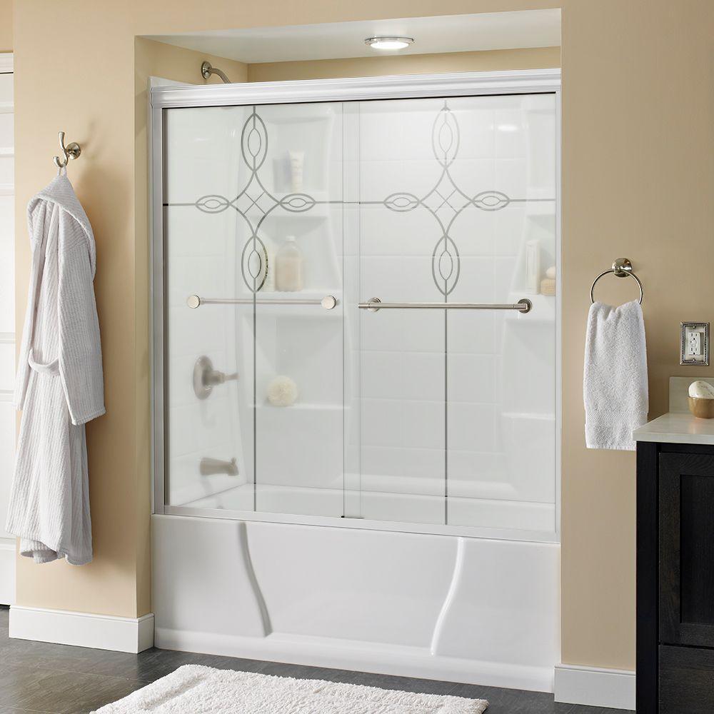 Lyndall 60 in. x 58-1/8 in. Semi-Frameless Traditional Sliding Bathtub Door in Chrome with Clear Glass - Super Arbor