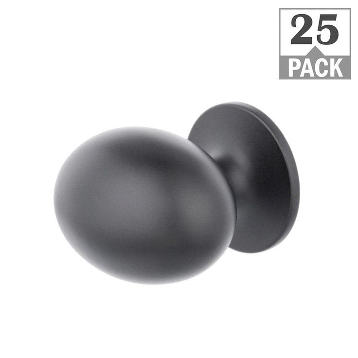 Large Football 1-3/8 in. matte black Classic Oval Cabinet Knob (25-Pack)