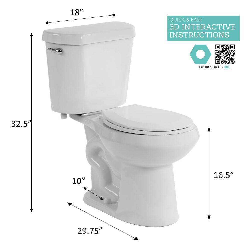 10 in. Rough-in 2-Piece 1.28 GPF High Efficiency Single Flush Elongated All-in-One Toilet in White, Seat Included - Super Arbor