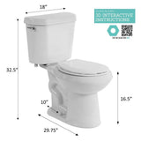 10 in. Rough-in 2-Piece 1.28 GPF High Efficiency Single Flush Elongated All-in-One Toilet in White, Seat Included - Super Arbor