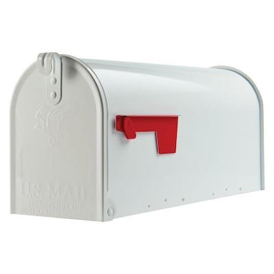 Gibraltar Mailboxes Elite Standard Metal White Post Mount Mailbox