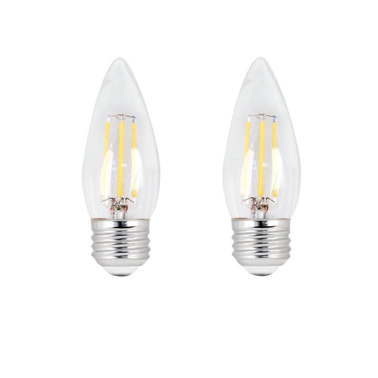Feit Electric 60W Equivalent B10 Candelabra Dimmable Filament CEC Title 20 Clear Glass Chandelier LED Light Bulb, Daylight (2-Pack)