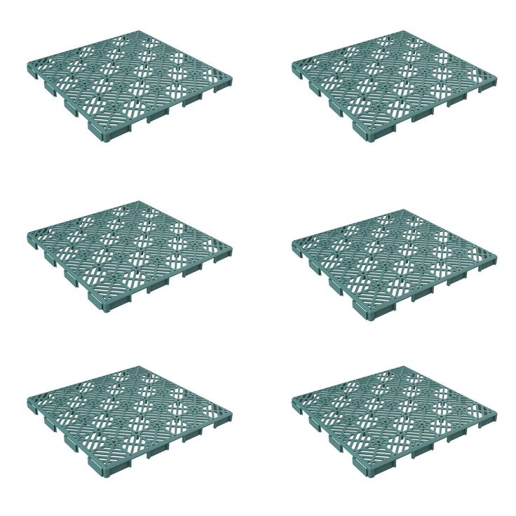 Pure Garden Patio and Deck Tiles, Polypropylene, Diamond Pattern, Set of 6, Green