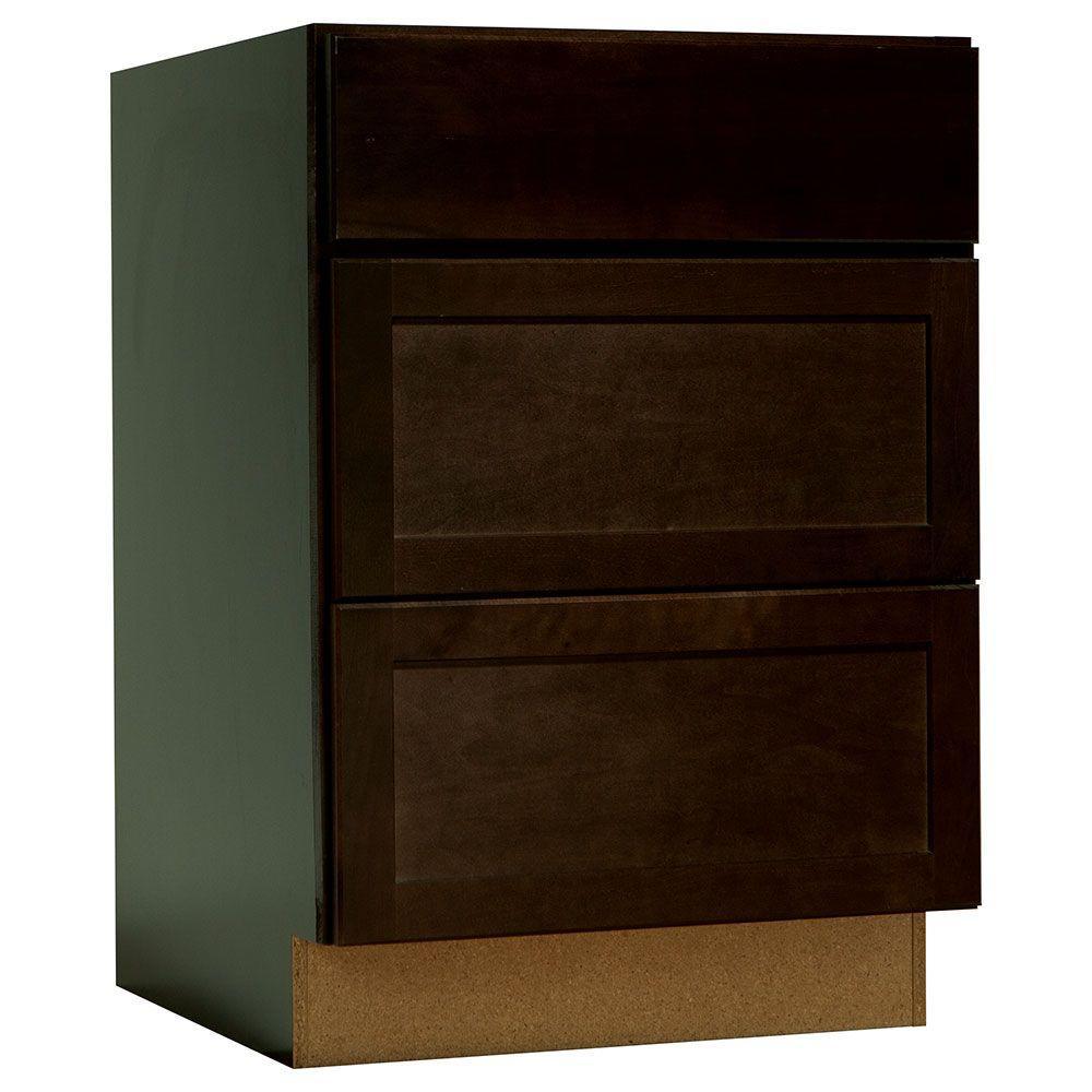 Shaker Assembled 18x34.5x24 in. Drawer Base Kitchen Cabinet with Ball-Bearing Drawer Glides in Satin White