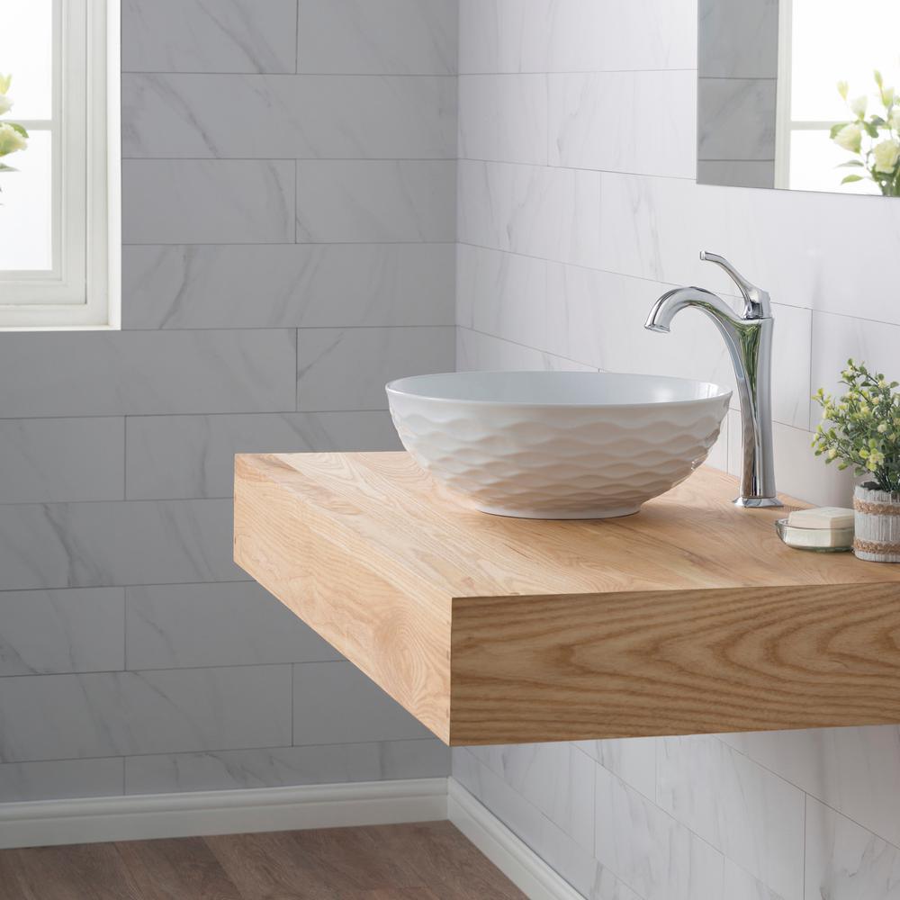 Viva 16-1/2 in. Round Porcelain Ceramic Vessel Sink in White - Super Arbor