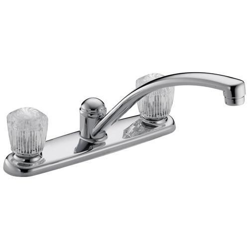 Delta Classic Chrome 2-Handle Deck-Mount Low-Arc Handle Kitchen Faucet (Deck Plate Included)