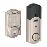 Sense Satin Nickel Camelot Trim Smart Deadbolt and Wi-fi Adapter Bundle - Super Arbor