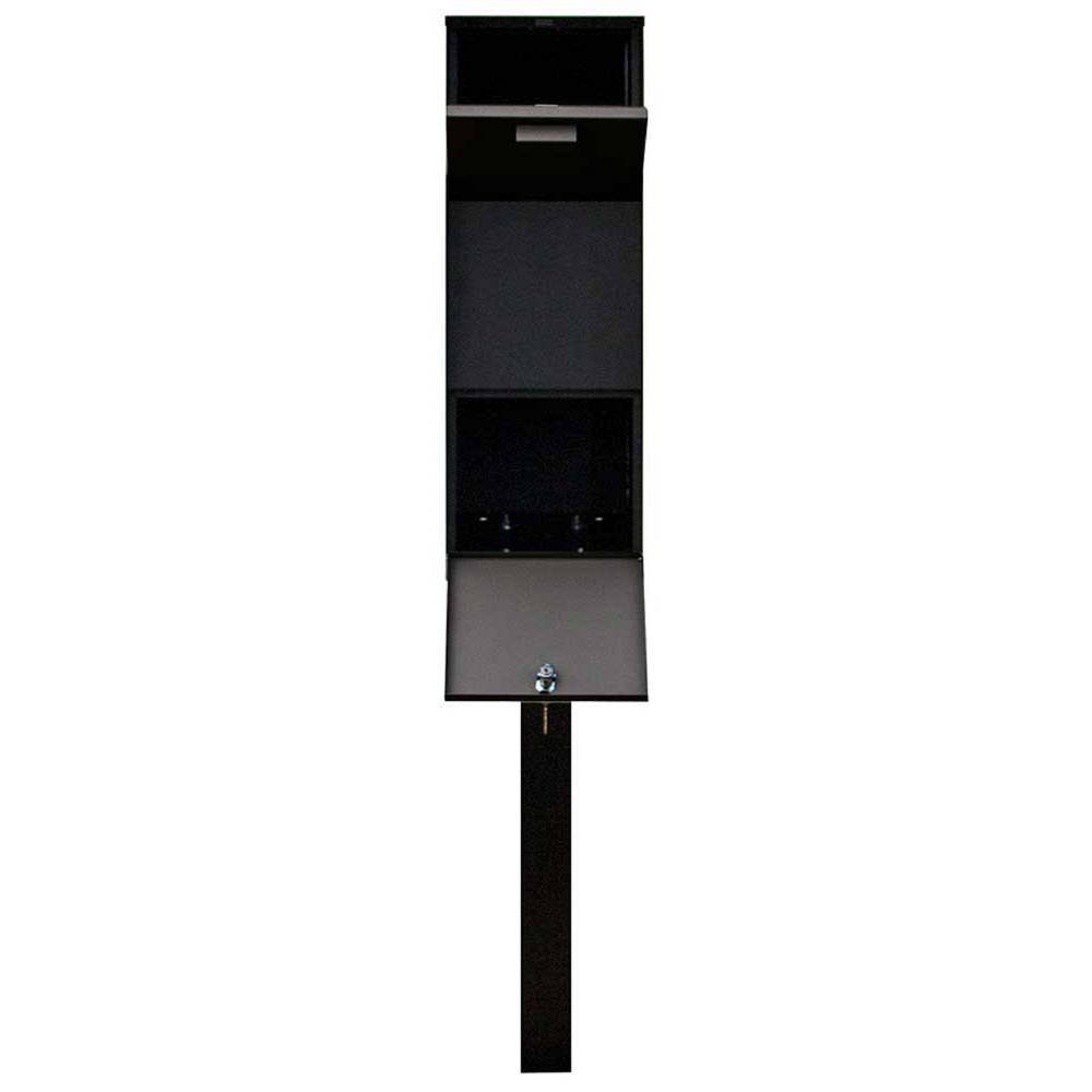 Vacation Black Post Mounted Locking Mailbox - Super Arbor