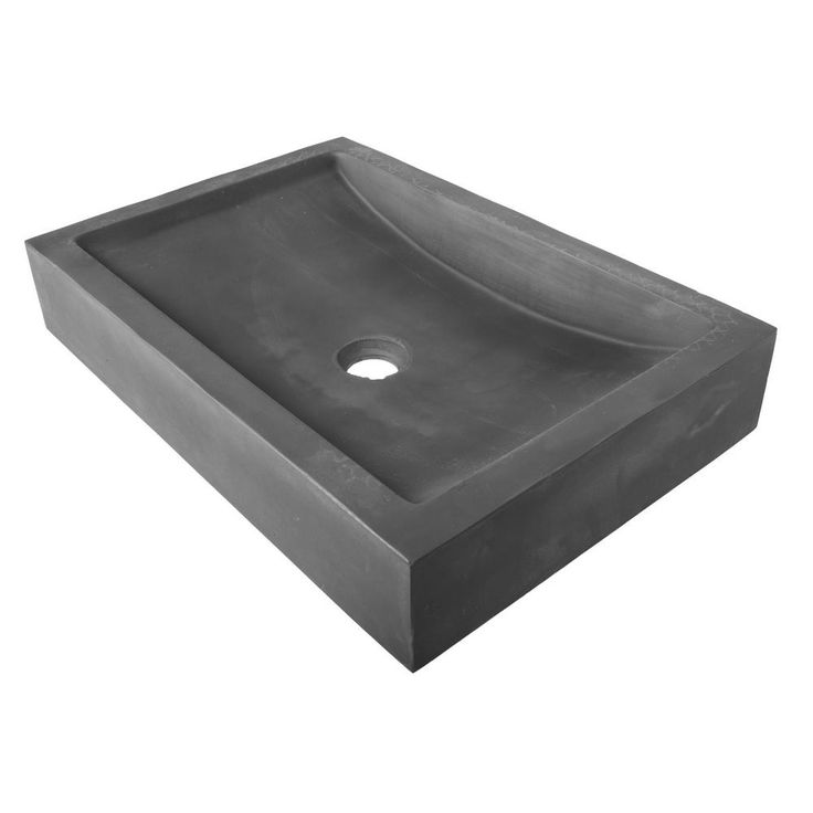 Eden Bath 22 in. Shallow Wave Concrete Rectangular Vessel Sink in Charcoal