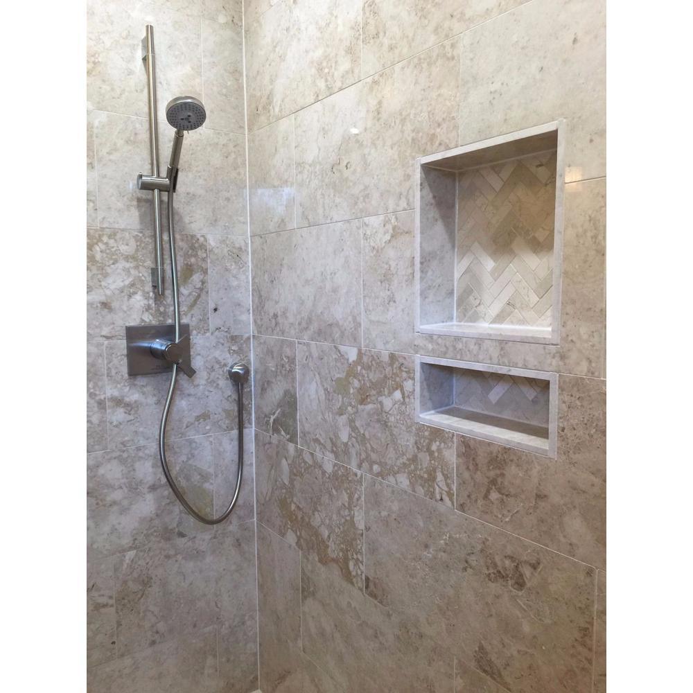 Over Mount Installation 16 in. x 28 in. ABS Single Shelf Bathroom Recessed Shower Niche for Shampoo, Toiletry Storage - Super Arbor