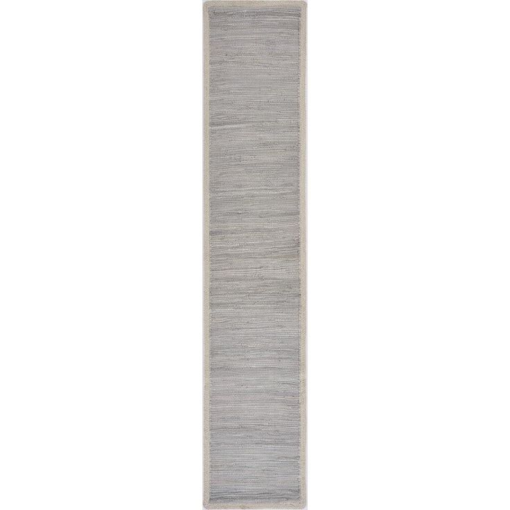 16 in. W x 80 in. L Bordered Light Gray Solid Woven Table Runner