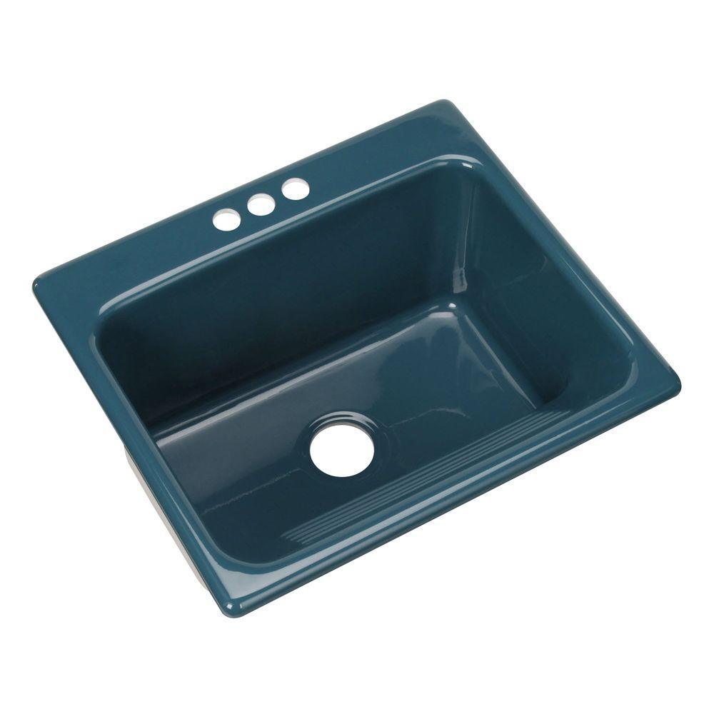 Kensington Drop-In Acrylic 25 in. 3-Hole Single Bowl Utility Sink in Ice Grey - Super Arbor