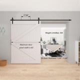 10 ft./120 in. Black Straight Strap Sliding Barn Door Track and Hardware Kit for Single Door with Floor Guide - Super Arbor