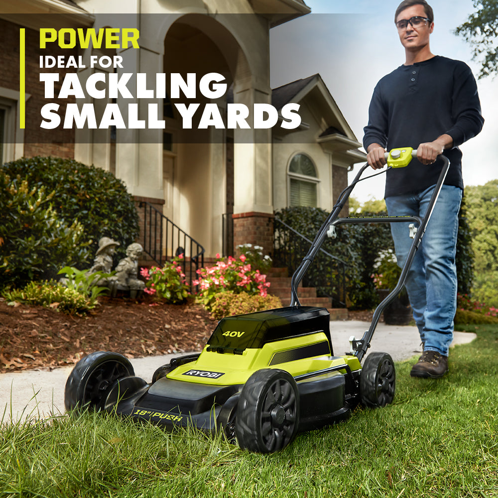 RYOBI 18 in. 40-Volt 2-in-1 Lithium-Ion Cordless Walk-Behind Push Mower with Two 4.0 Ah Batteries and Charger