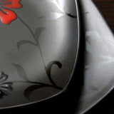 Evening Blossom 16-Piece Casual Black Stoneware Dinnerware Set (Service for 4)