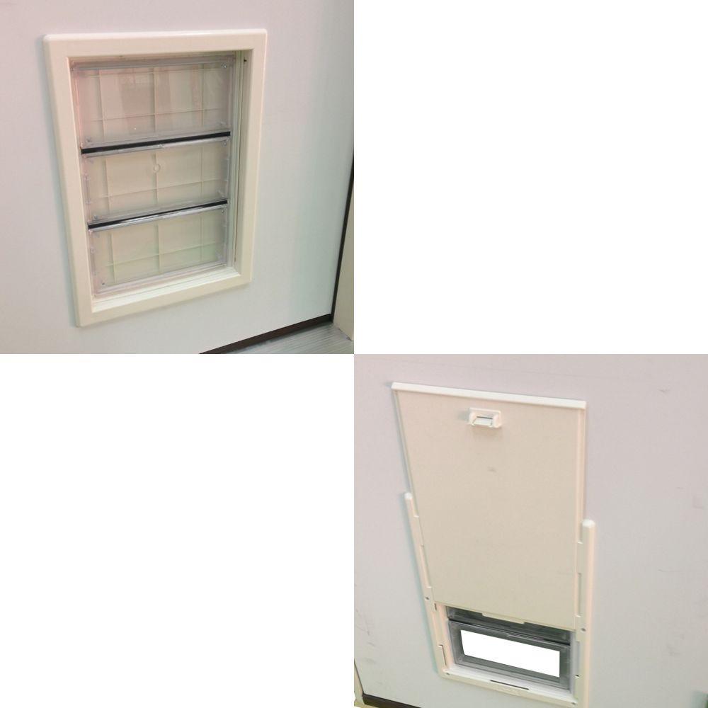 Premium Half Lite Primed White Steel Back Door 32 in. Left Hand Inswing with Extra Large Pet Door - Super Arbor